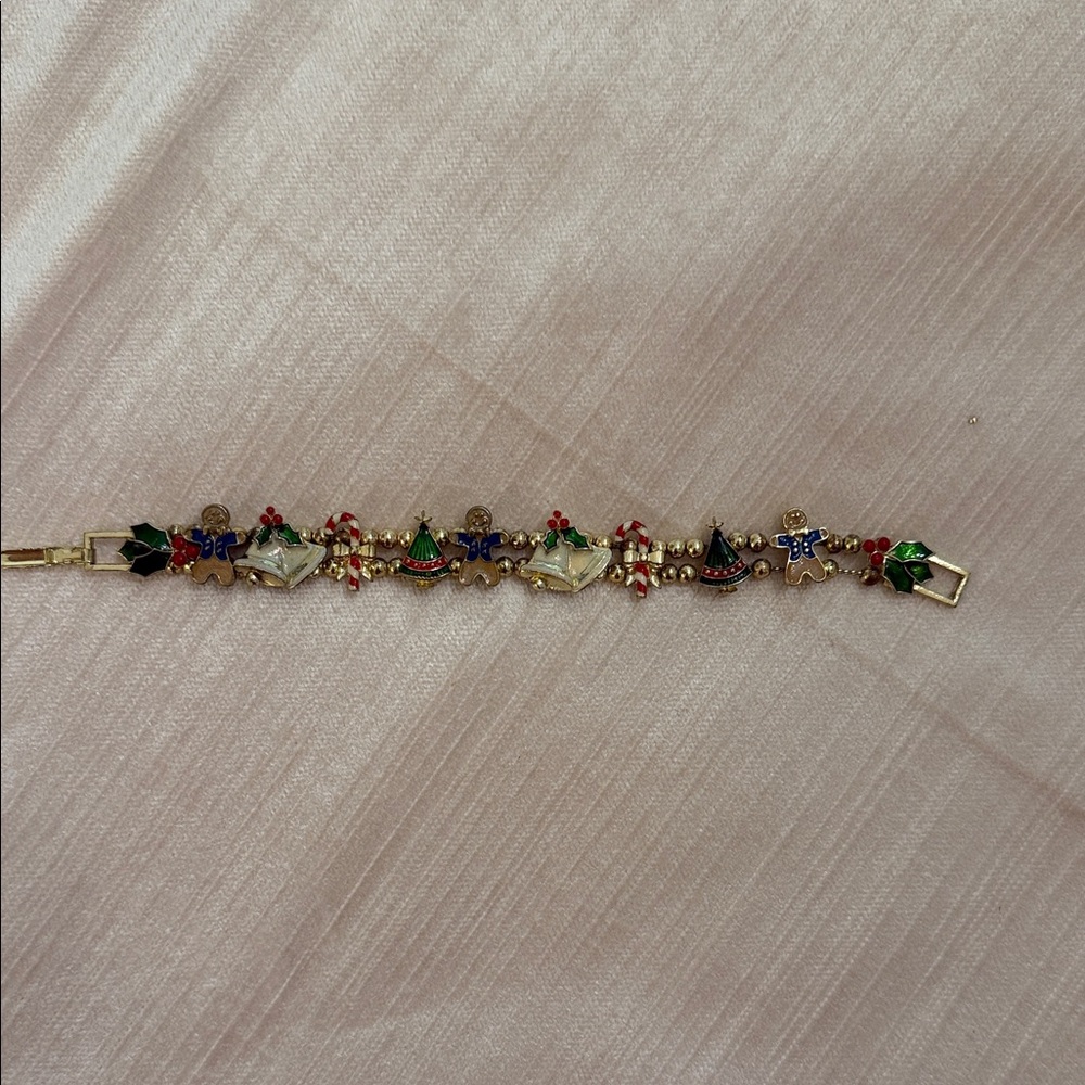 Festive Multicolor Enamel Holiday Charm Bracelet - Women Jewelry